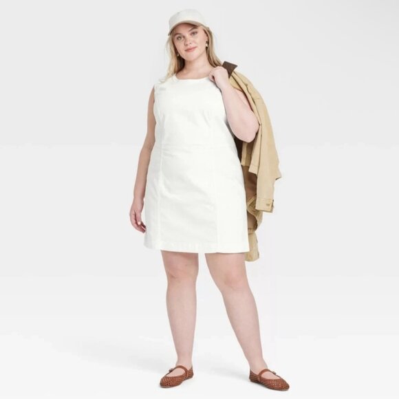 NWT White Sleeveless Denim Mini Dress Size 26 - Picture 3 of 3